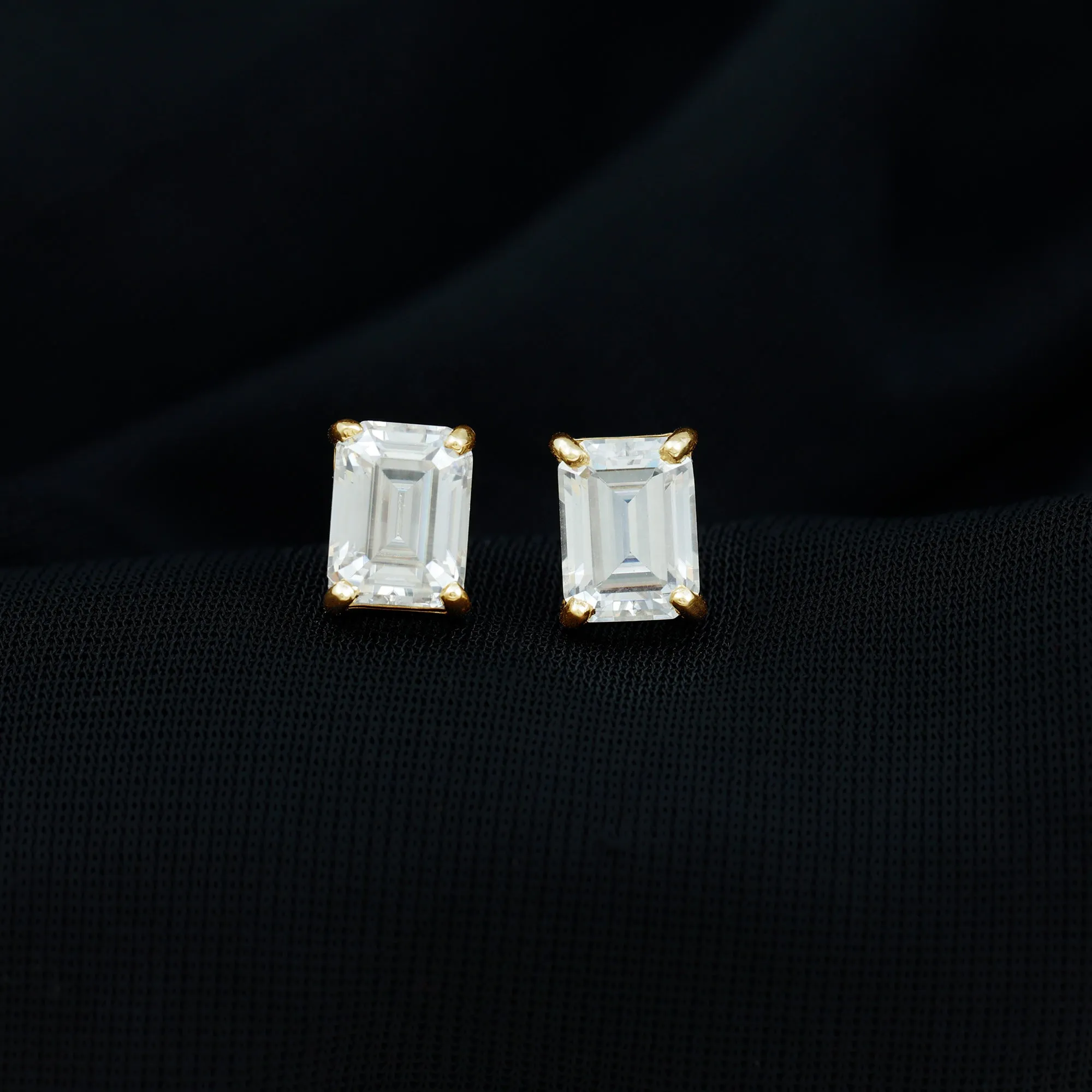 6X8 MM Octagon Shape Moissanite Solitaire Stud Earrings