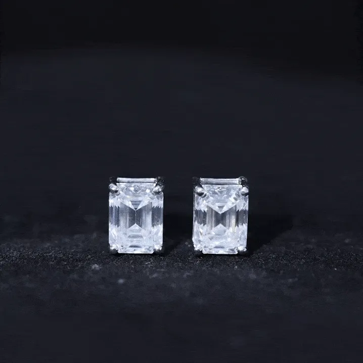 6X8 MM Octagon Shape Moissanite Solitaire Stud Earrings