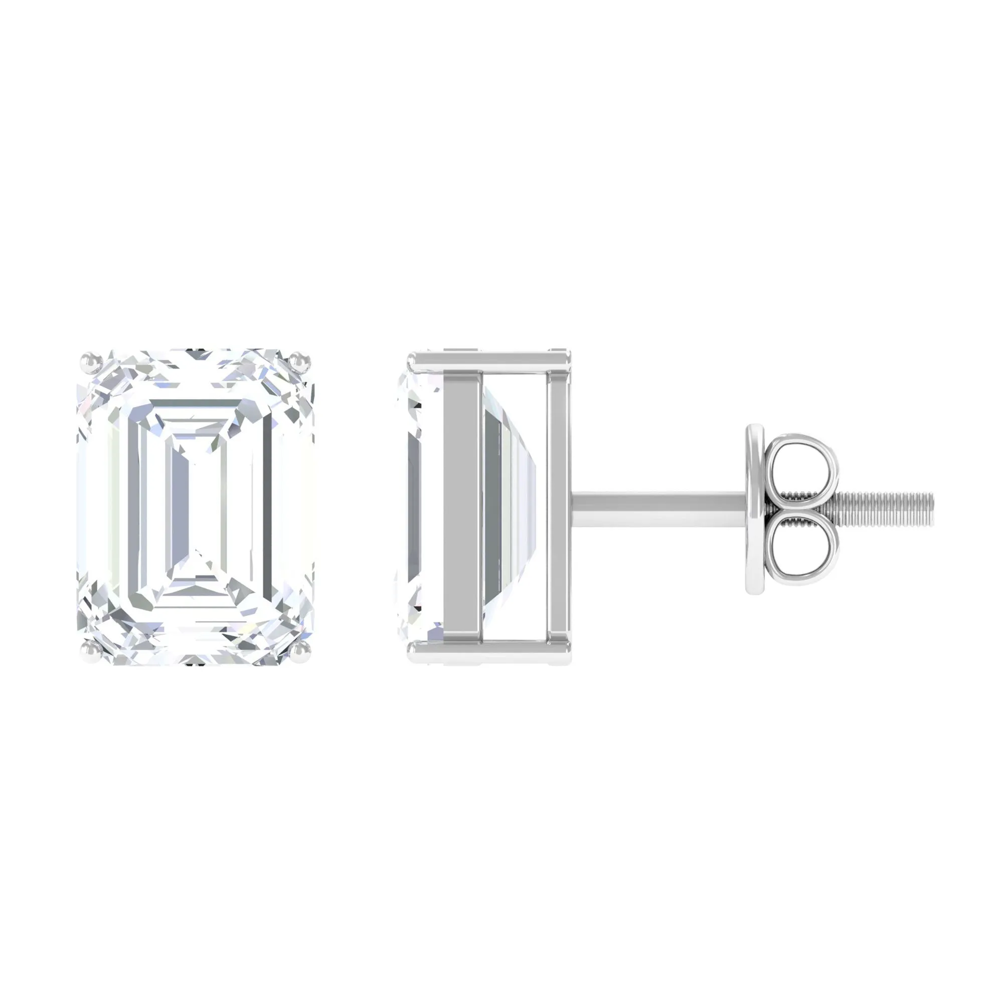 6X8 MM Octagon Shape Moissanite Solitaire Stud Earrings