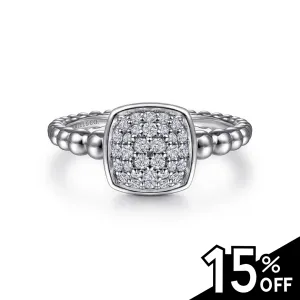 925 Sterling Silver White Sapphire Pave Bujukan Signet Ring