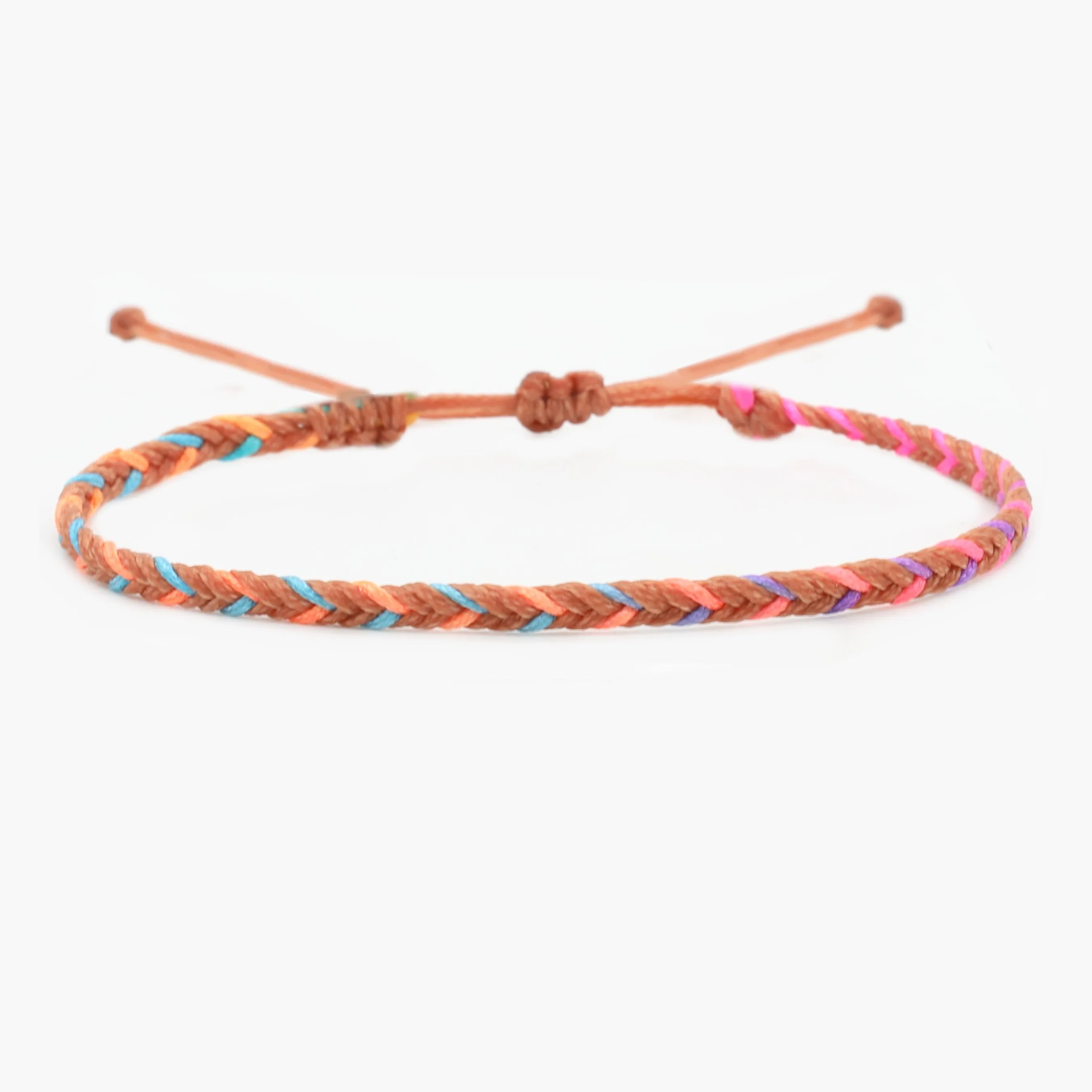 Adjustable Mini Braided Bracelet (Coral/Blue)