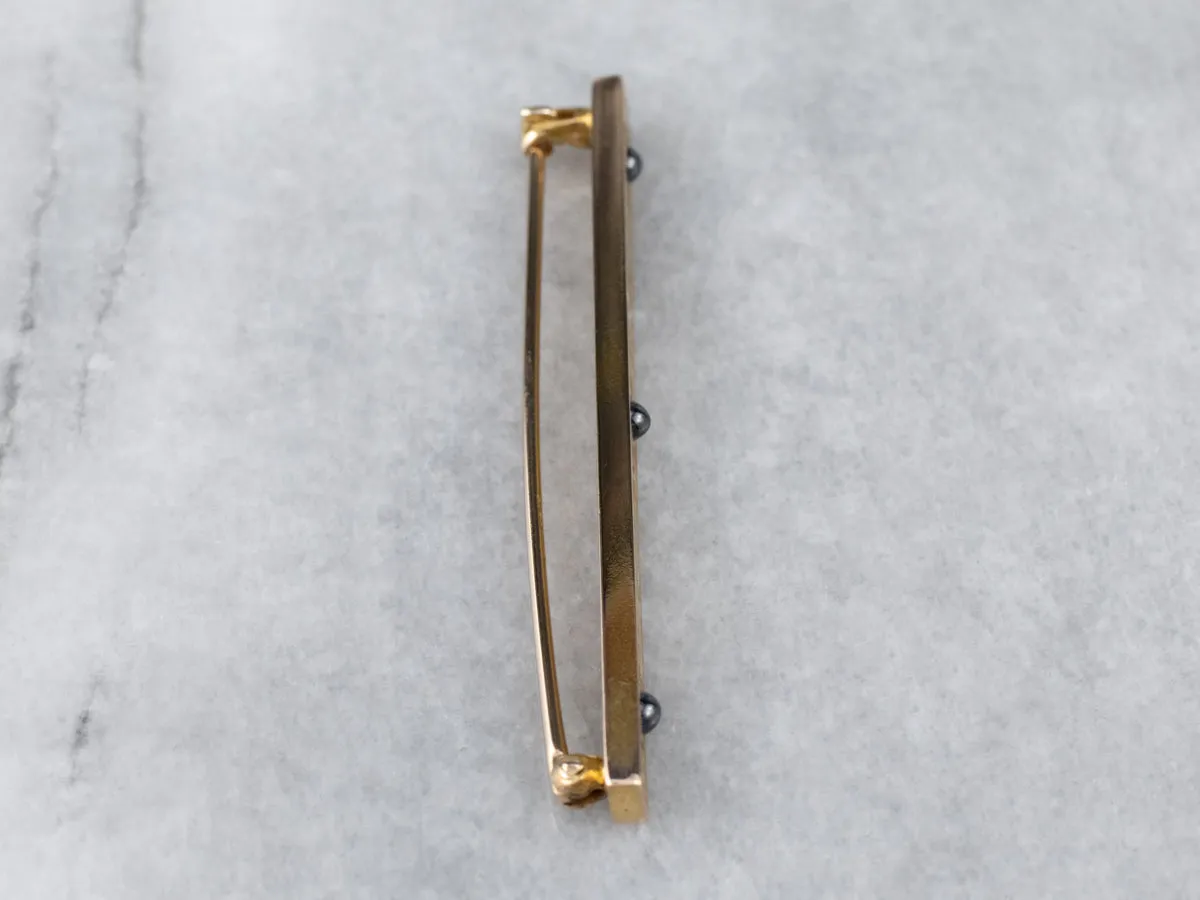 Antique Sapphire Gold Bar Pin