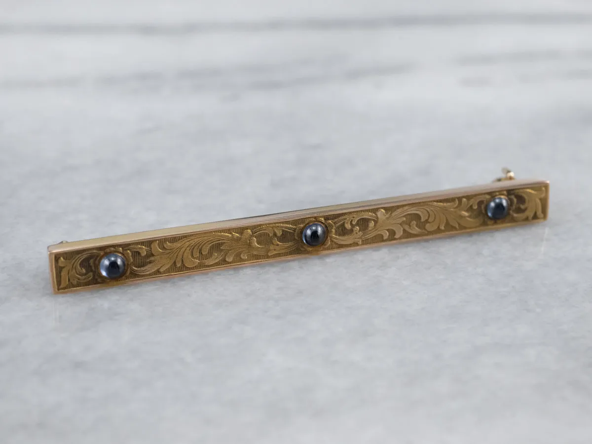 Antique Sapphire Gold Bar Pin