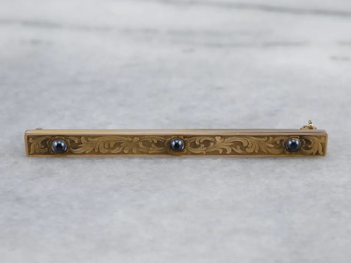 Antique Sapphire Gold Bar Pin