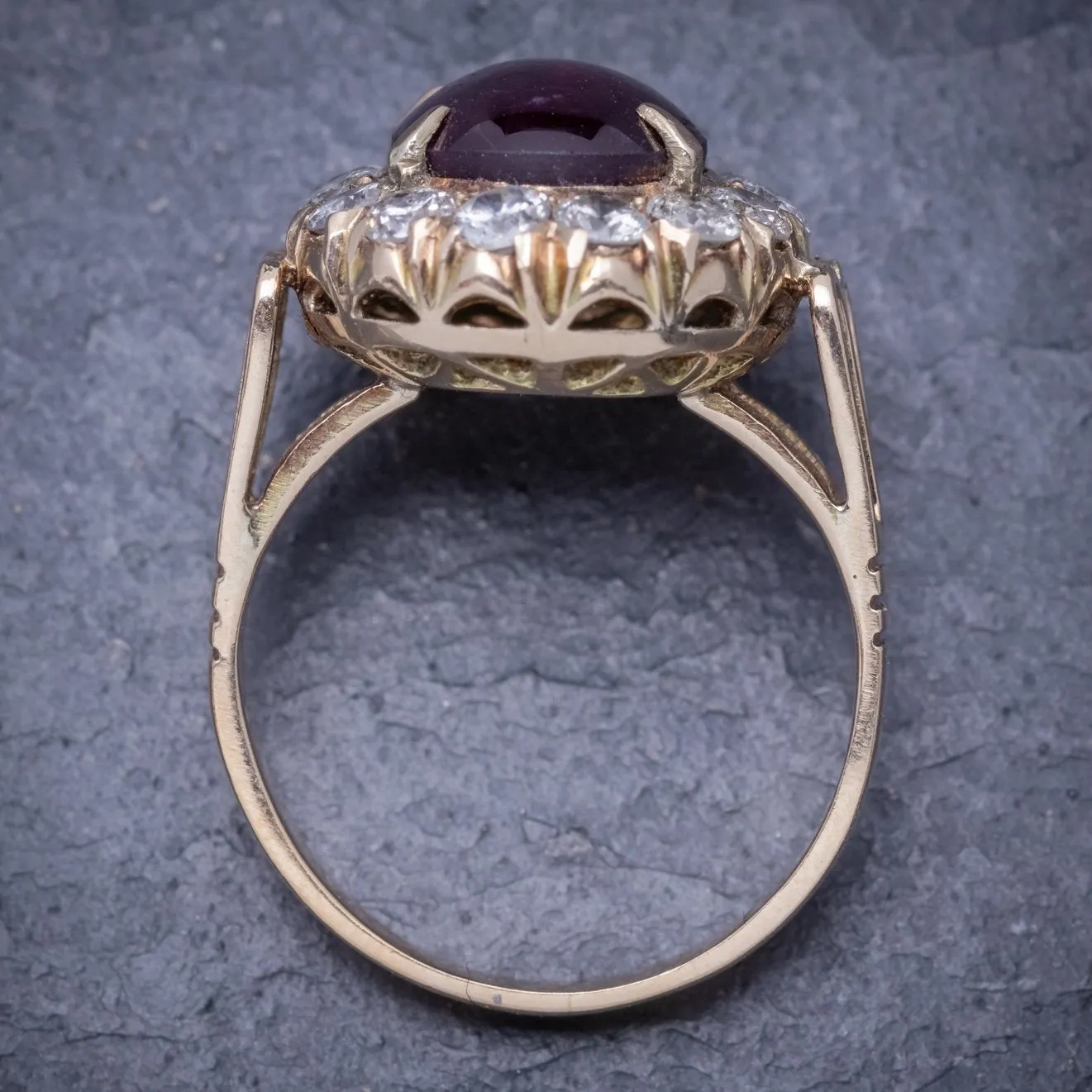 Antique Victorian Cabochon Star Ruby Diamond Ring 3Ct Ruby Circa 1880