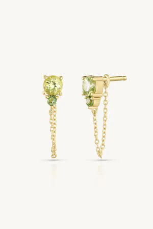 August Ombre Peridot Birthstone Gold Stud