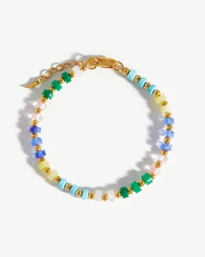 Beaded Bracelet | 18k Gold Plated/Multi Pastel Beaded