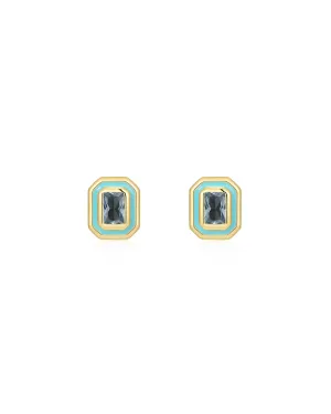 Bezel Studs- Turquoise- Gold