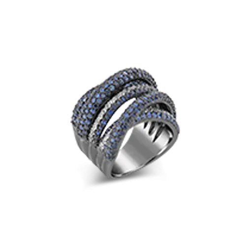 Blue & White Sapphire Criss Cross Ring