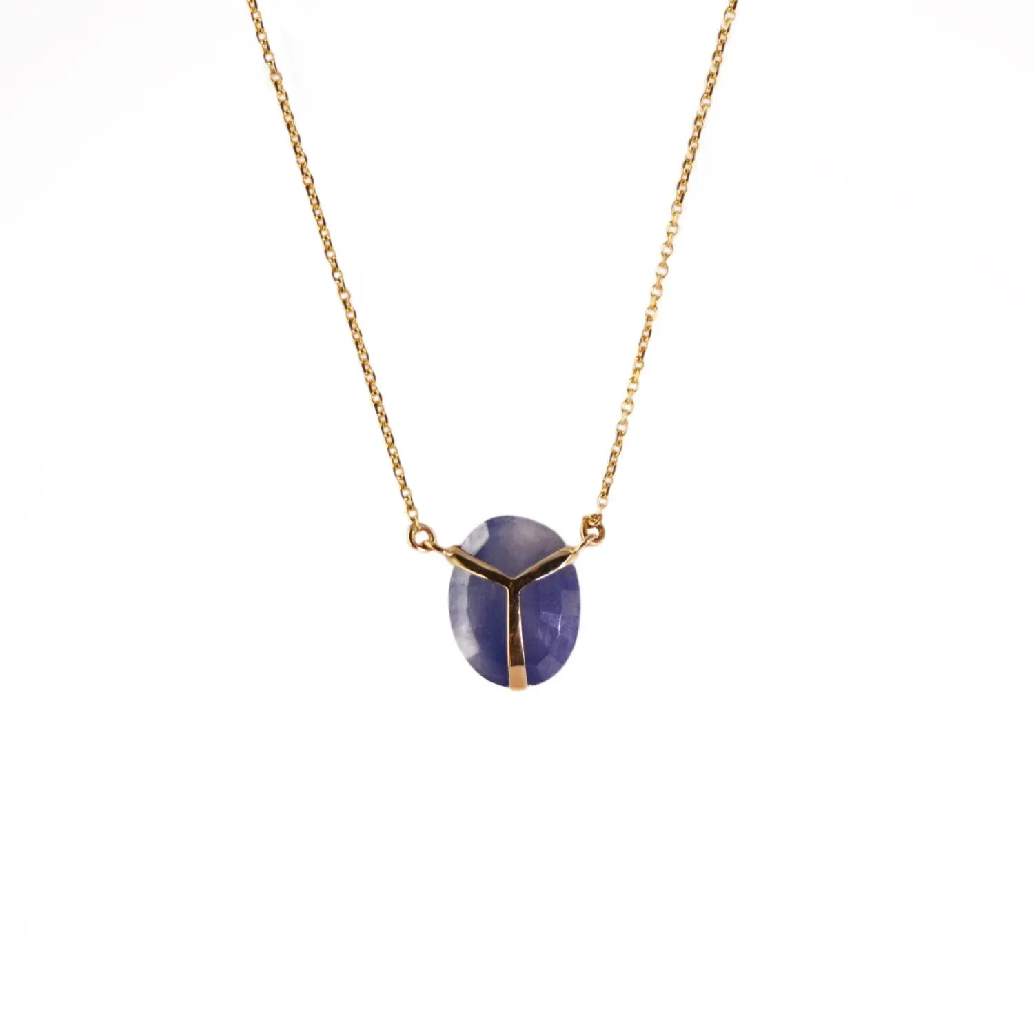 Blue Sapphire Lucky Scarab Necklace