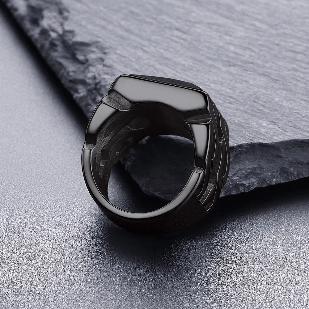 Celtic Black Onyx Signet Ring for Men