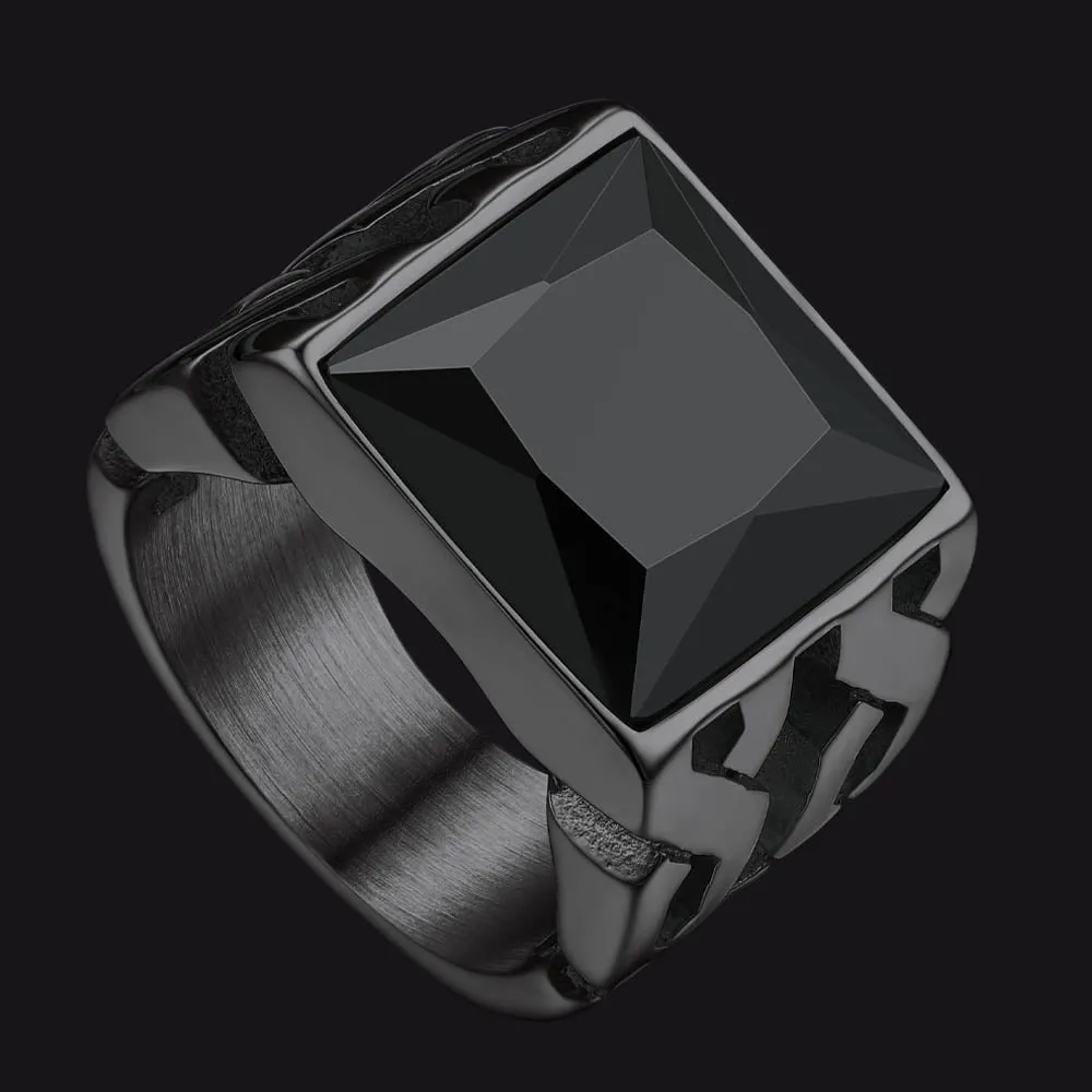 Celtic Black Onyx Signet Ring for Men