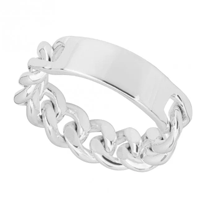 Chain And Id Engravable Silver Ring R3819