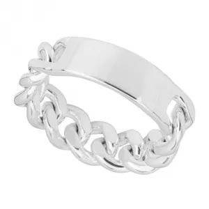 Chain And Id Engravable Silver Ring R3819