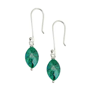 Chrysocolla Drop Earrings - Emerald Green Healing Gemstone Jewelry