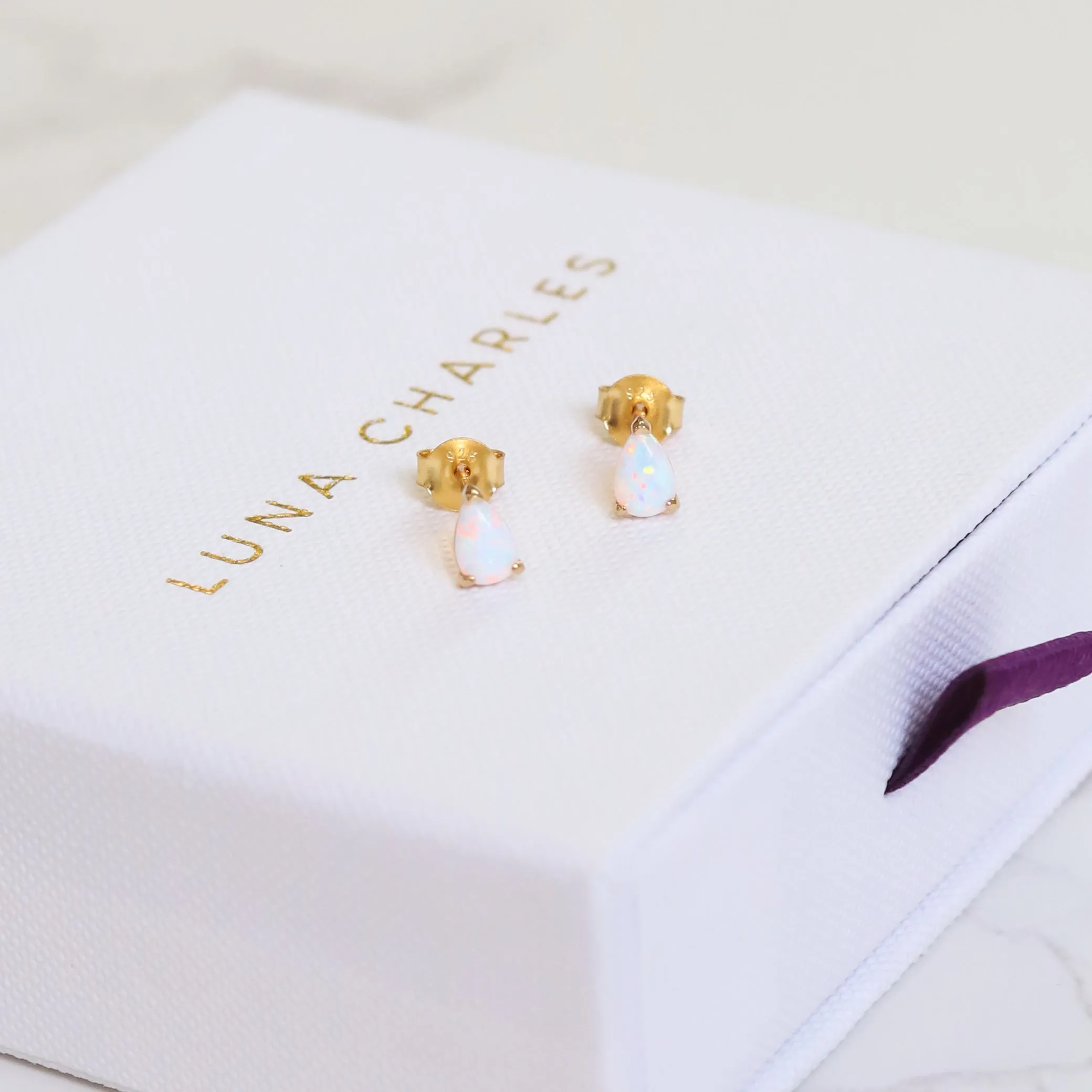 Clara Opal Stud Earrings | 18k Gold Plated