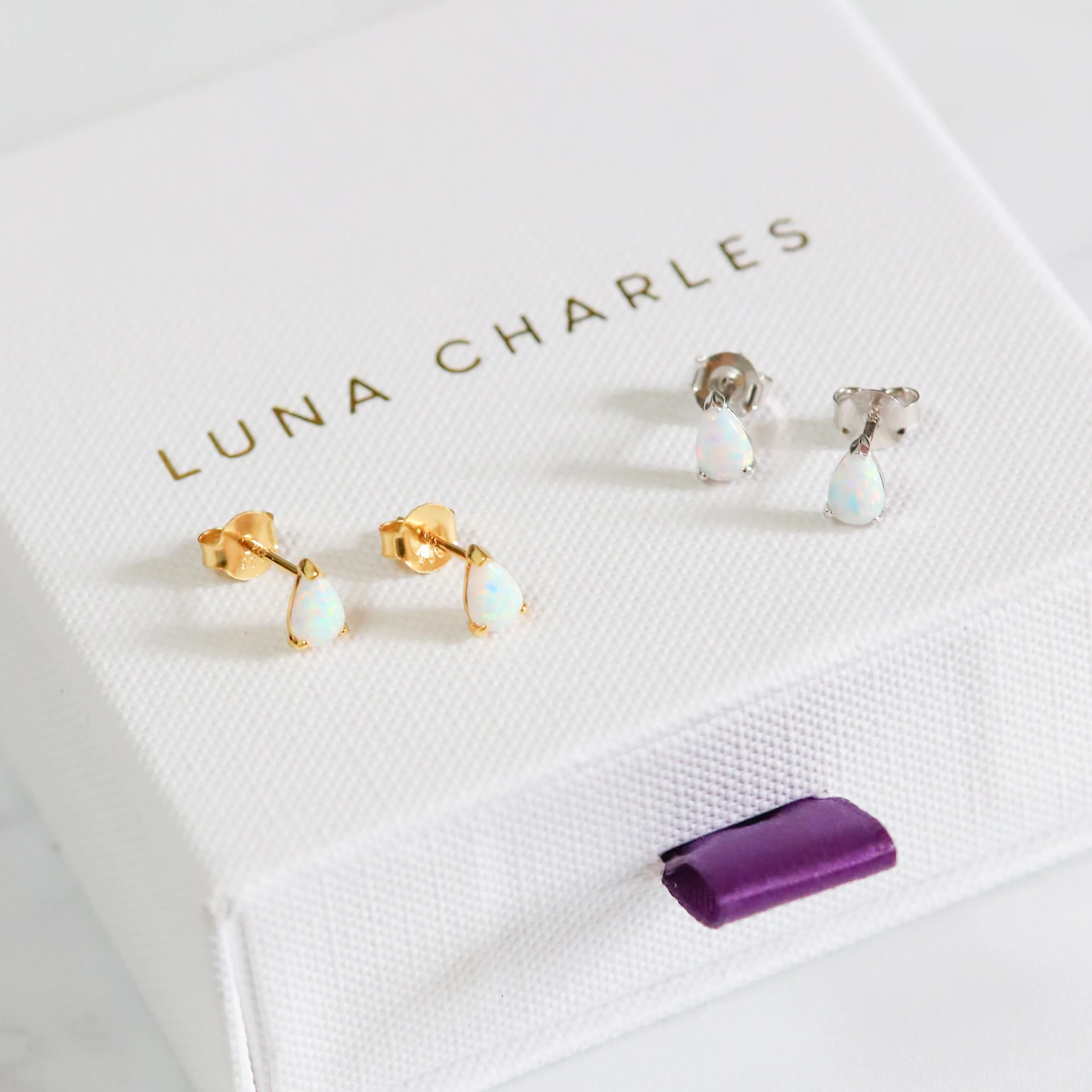 Clara Opal Stud Earrings | 18k Gold Plated