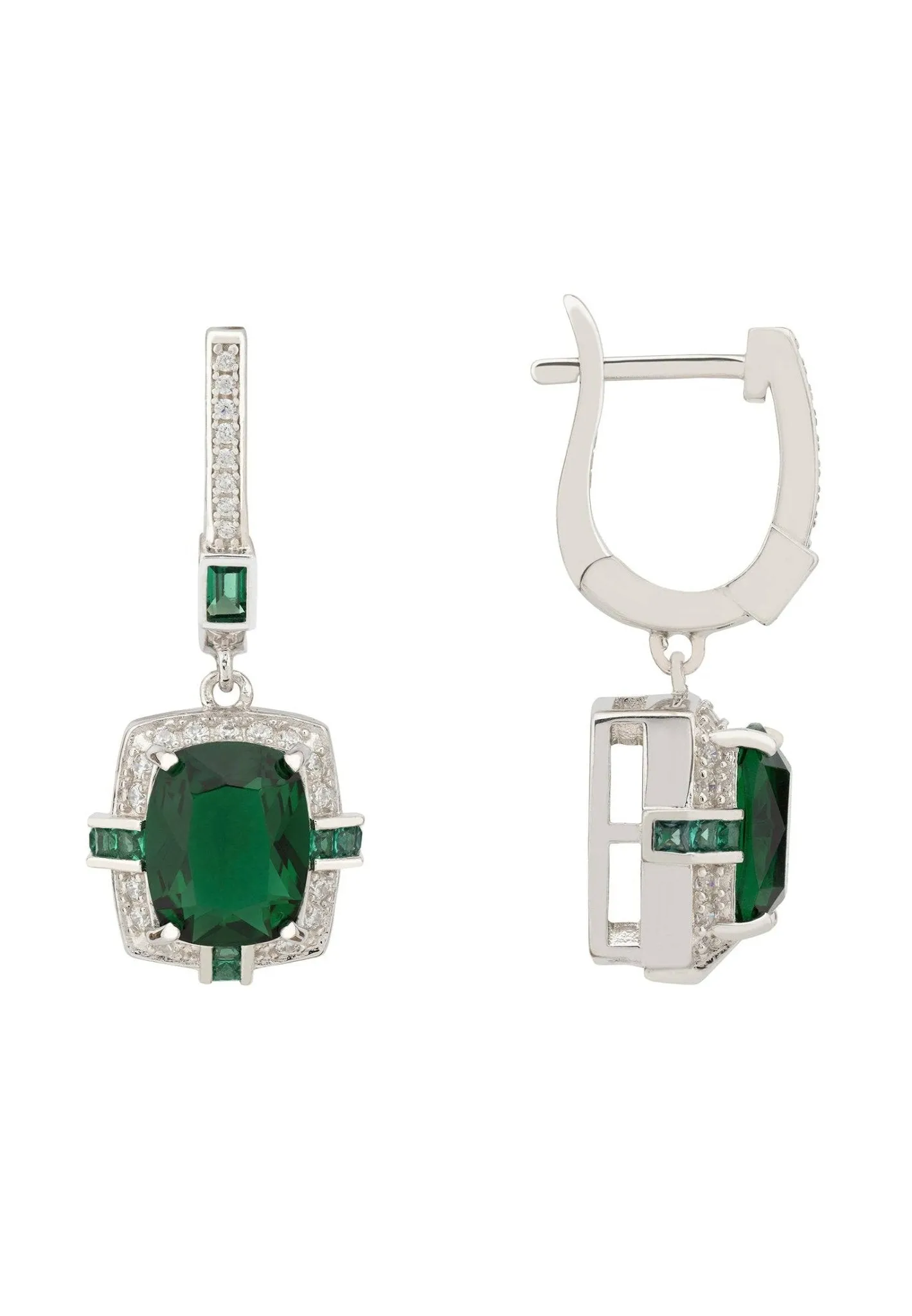 Clarence Silver Earrings Emerald