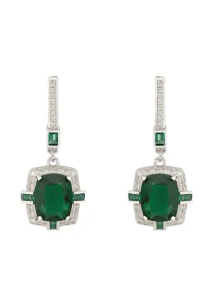 Clarence Silver Earrings Emerald