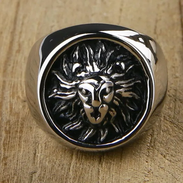 Classy Men Lion Signet Ring Silver