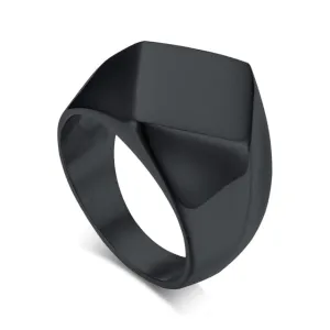 Classy Men Minimalist Signet Ring Black