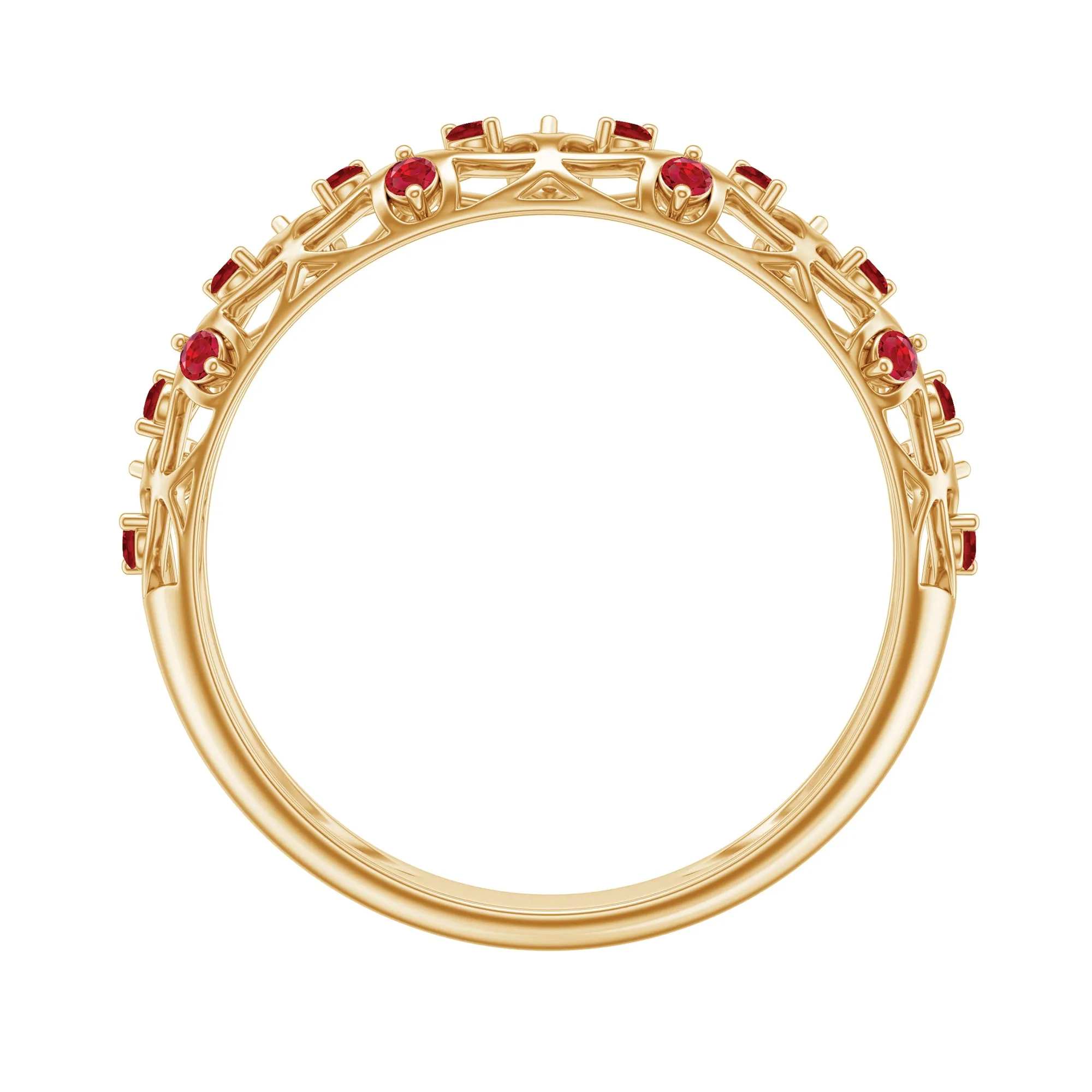 Created Ruby Gold Filigree Band Ring