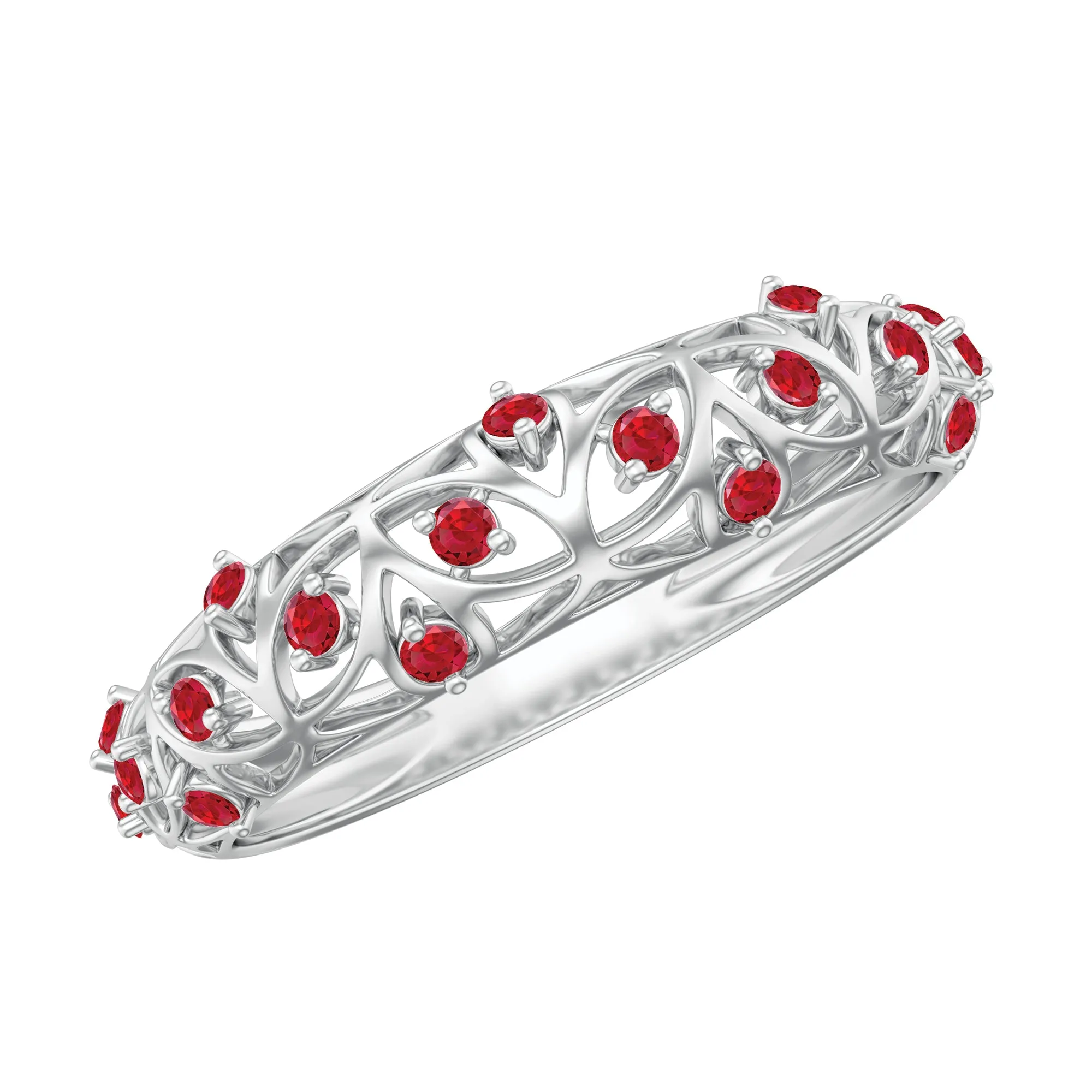 Created Ruby Gold Filigree Band Ring