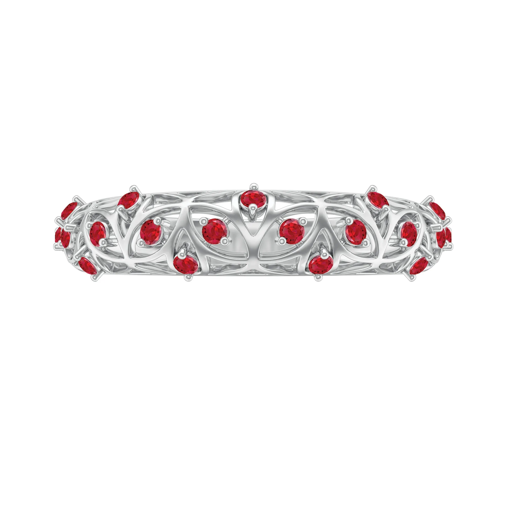 Created Ruby Gold Filigree Band Ring