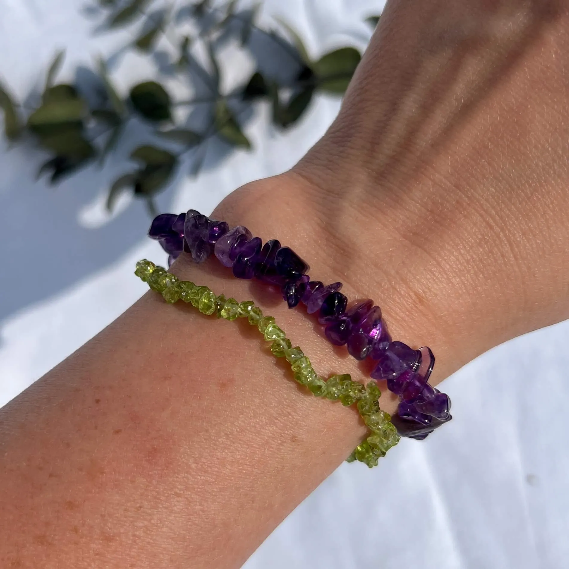 Crystal Chip Bracelet - Peridot