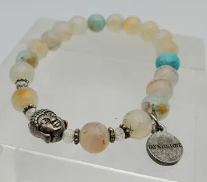 Dyed Agate and Buddha Head Beaded Stretch Bracelet