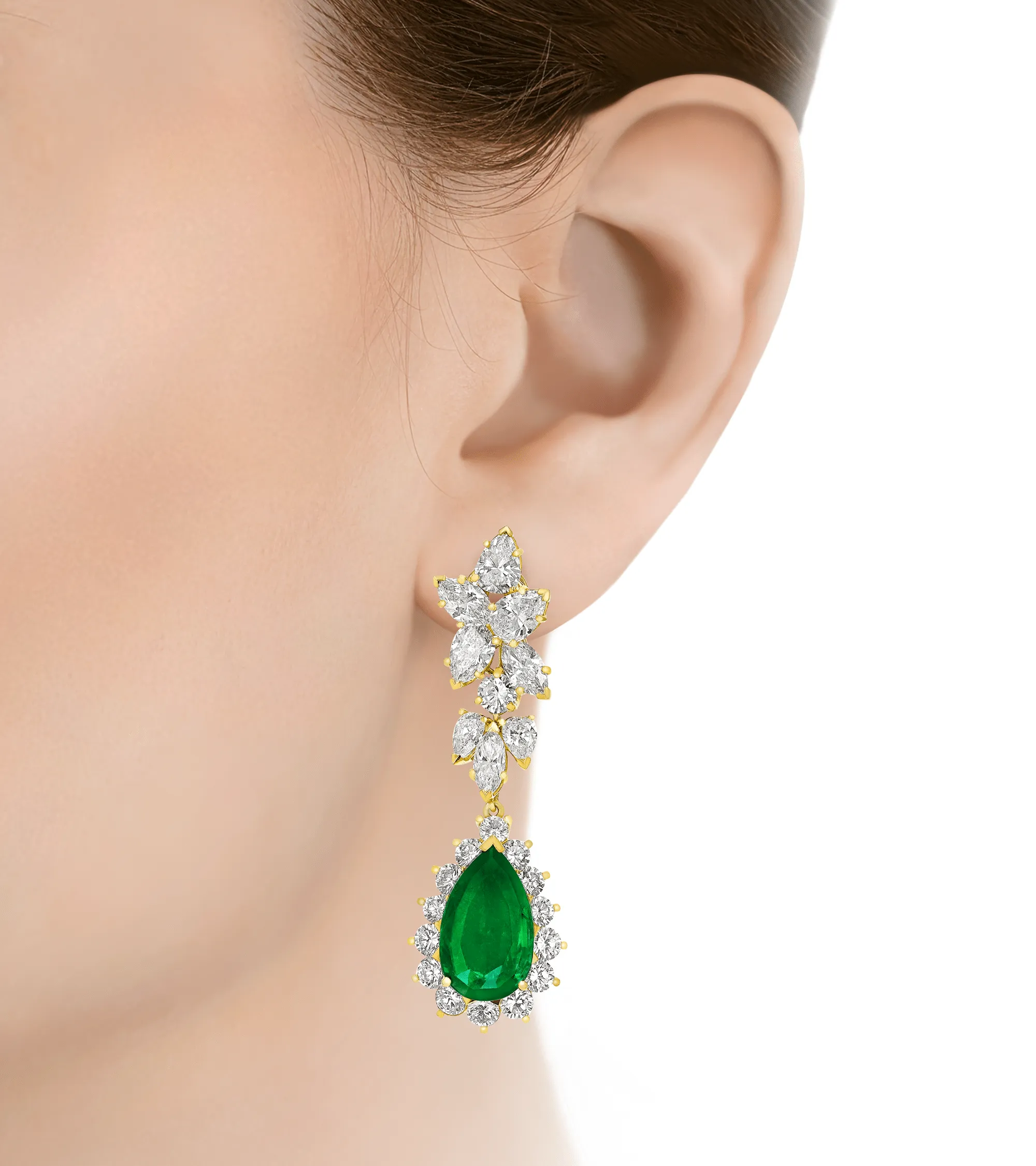 Emerald and Diamond Drop Earrings