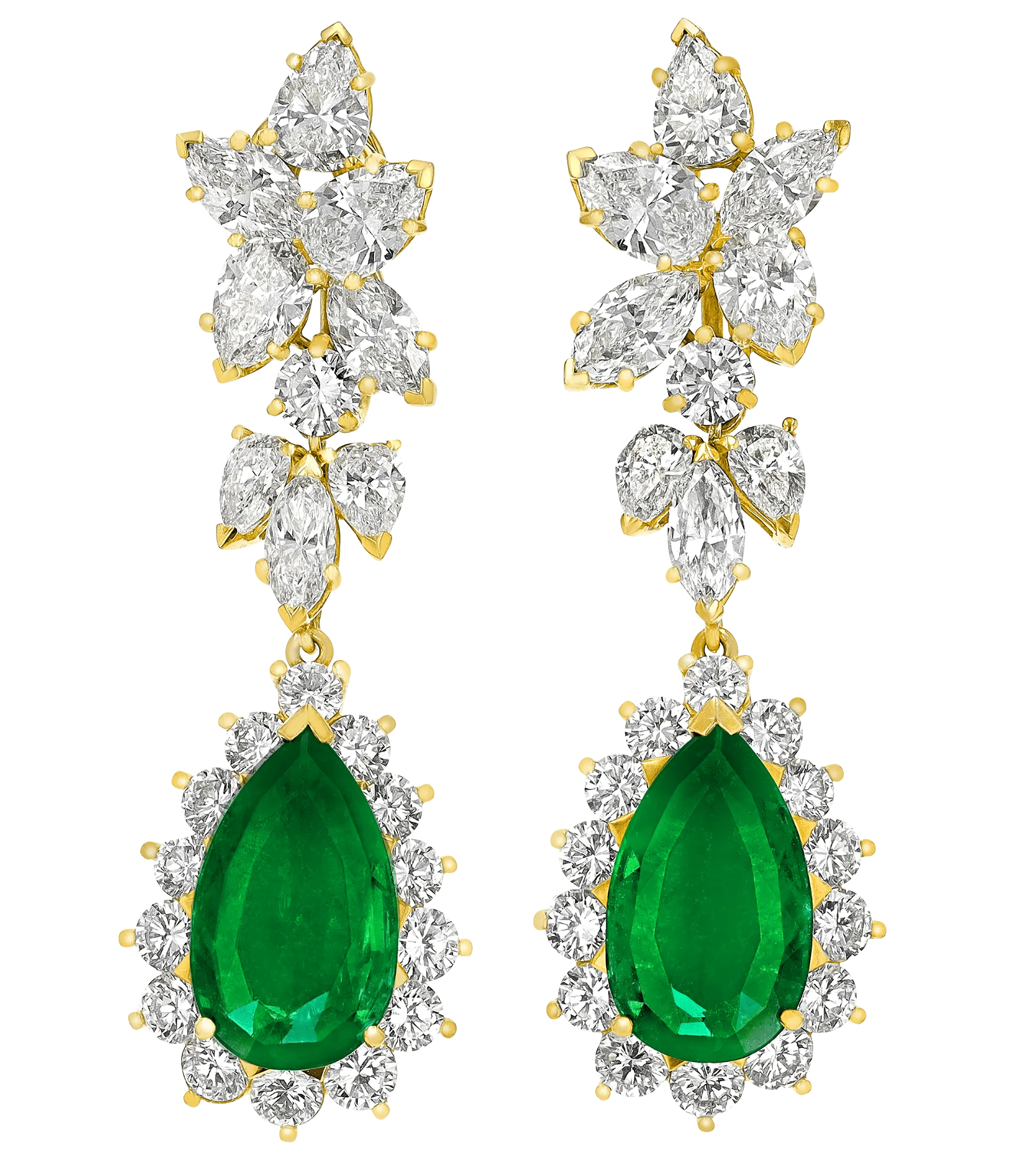 Emerald and Diamond Drop Earrings