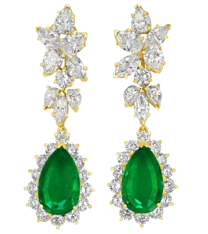 Emerald and Diamond Drop Earrings