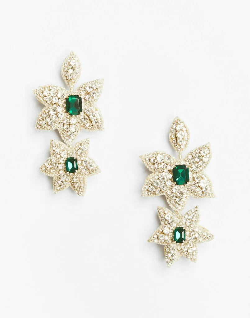 Emerald Blossom Drop Earrings