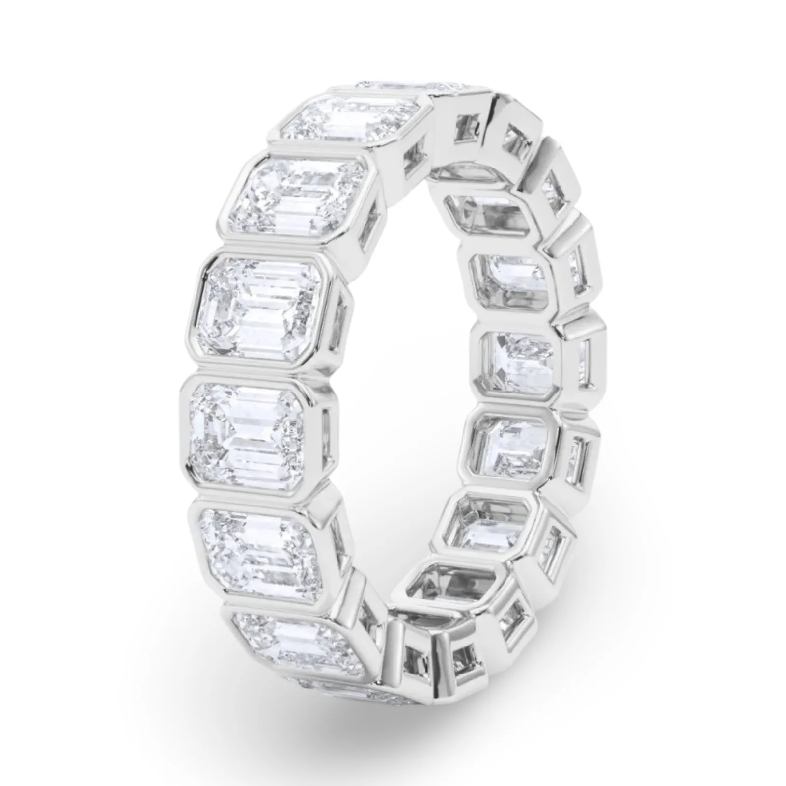 Emerald Cut Bezel Set Lab Grown Diamond Eternity Band