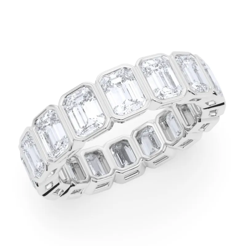 Emerald Cut Bezel Set Lab Grown Diamond Eternity Band