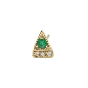 Emerald Deco Point Triangle Stud (Single) (ready to ship option)*