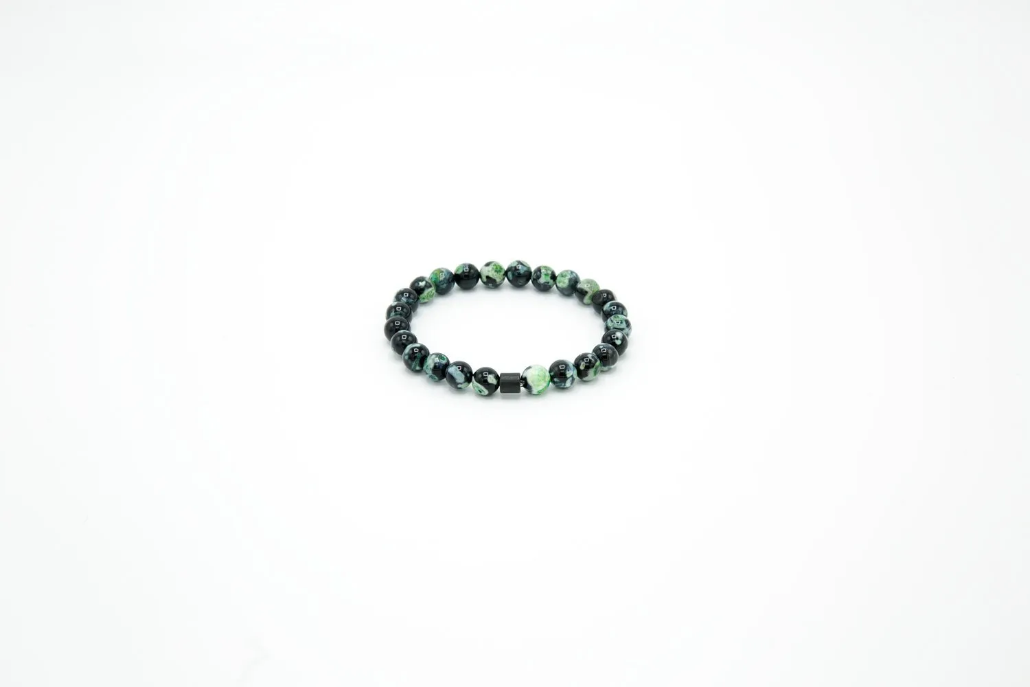 Emerald Hematite Elastic Beaded Bracelet