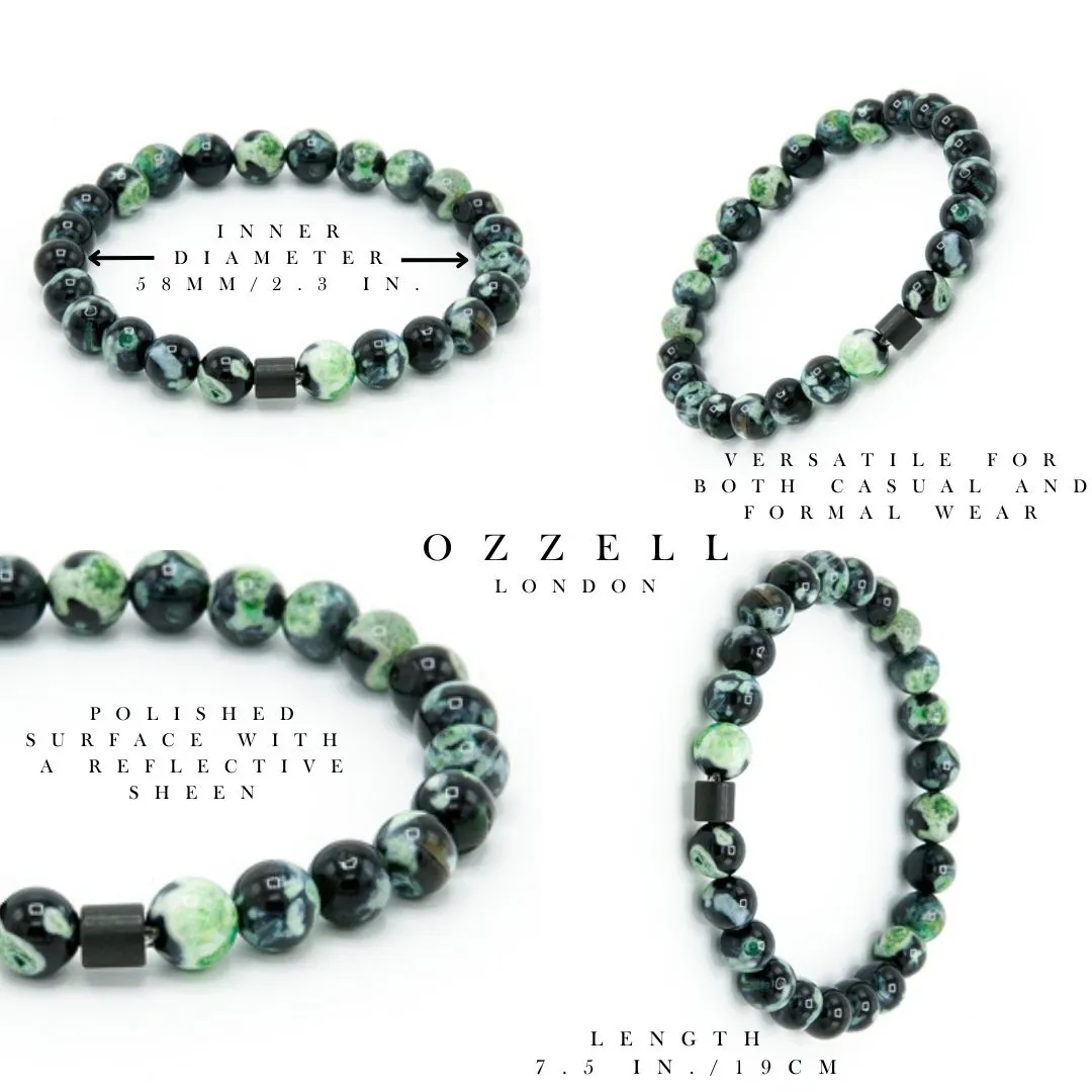 Emerald Hematite Elastic Beaded Bracelet