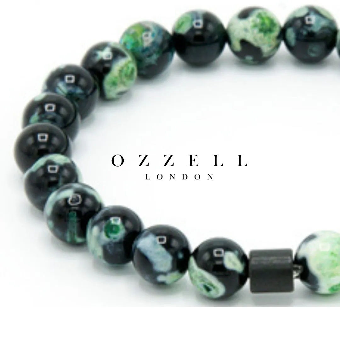 Emerald Hematite Elastic Beaded Bracelet