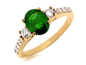 Emerald Ring with Diamond Sides