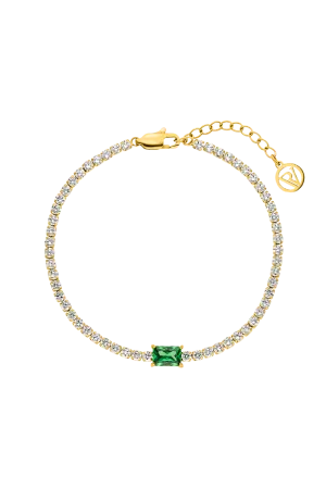 Emerald Tennis Bracelet Green 14K Gold Plated