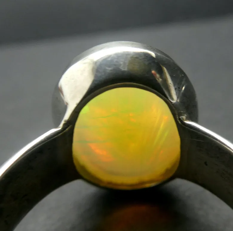 Ethiopian Opal Ring, Large Solid Oval, Colour Flash, Size 10, 925 Silver g2