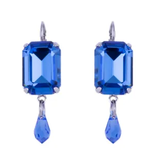 Extra Luxurious Emerald Cut Leverback Earrings With Briolette in "Electric Blue" *Custom*