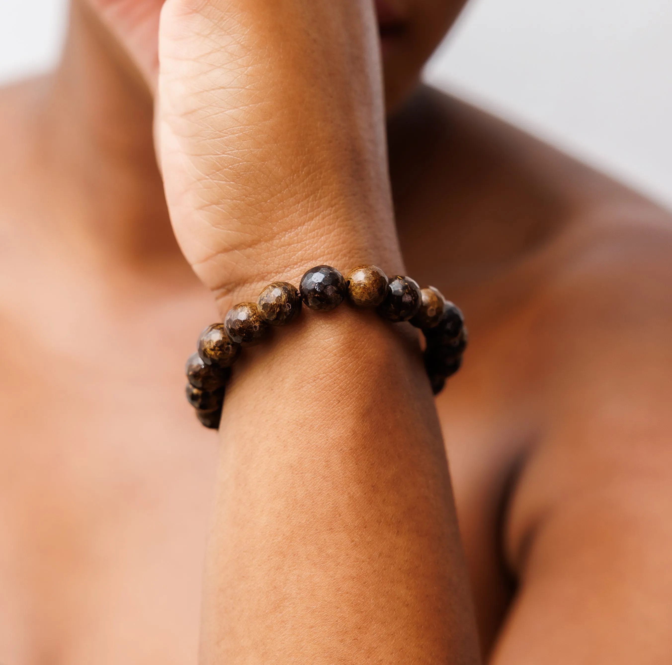 Faceted Brown Jasper Natural Gemstone Bracelet