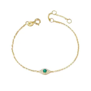 FANCIME Evil Eye Emerald 18K Yellow Gold Bracelet