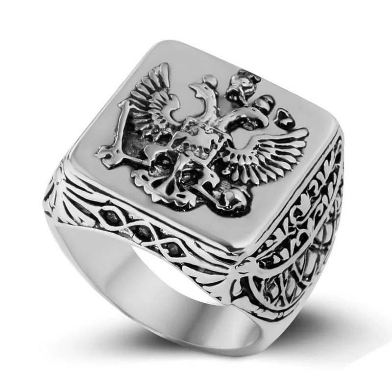 Fashion Men's Signet Ring Russian Empire Double Eagle Rings