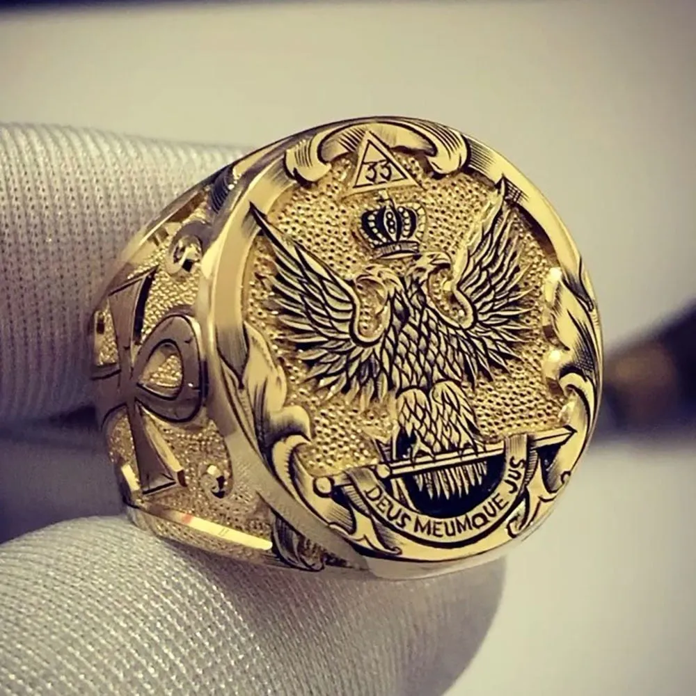 Fashion Men's Signet Ring Russian Empire Double Eagle Rings