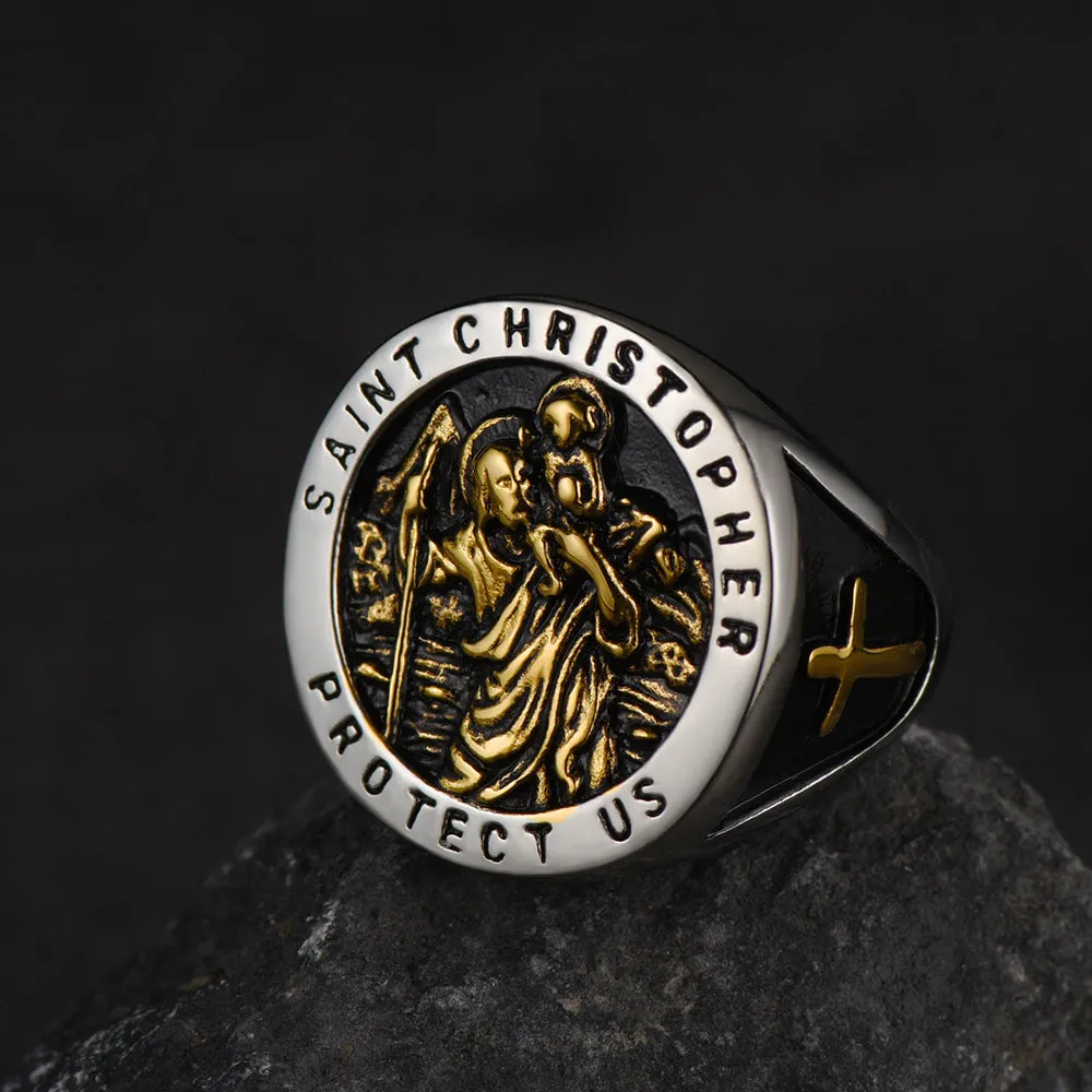 Flash Sale St. Christopher Stainless Steel Ring for Men