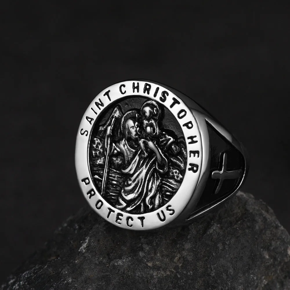 Flash Sale St. Christopher Stainless Steel Ring for Men